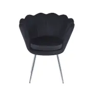 Fotel wypoczynkowy muszla mała velvet czarny nogi srebrne FR1-ZA